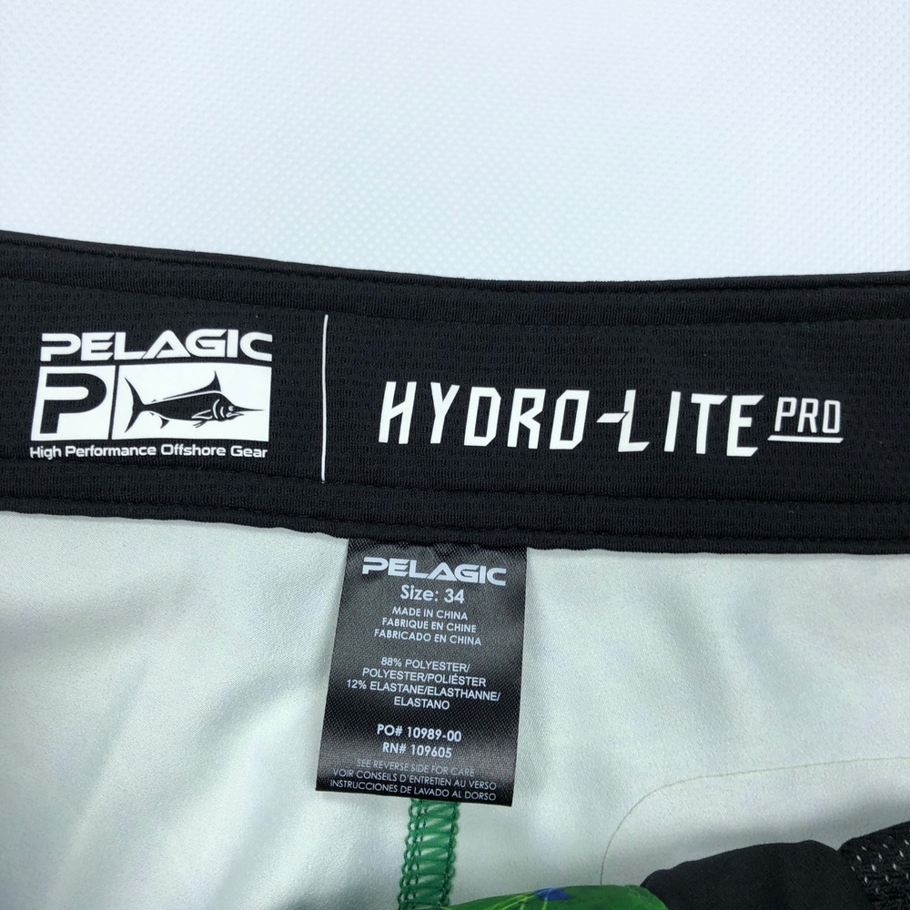 Pelagic Hydro-Lite Pro Board Shorts Mens 34 Green Yellow Dorado Fishing 10989-00 - Picture 3 of 8